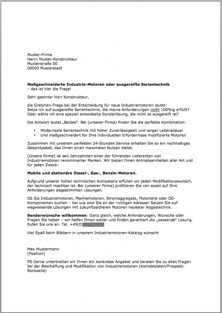 Professionell erstellte Kundenanschreiben vom Texter