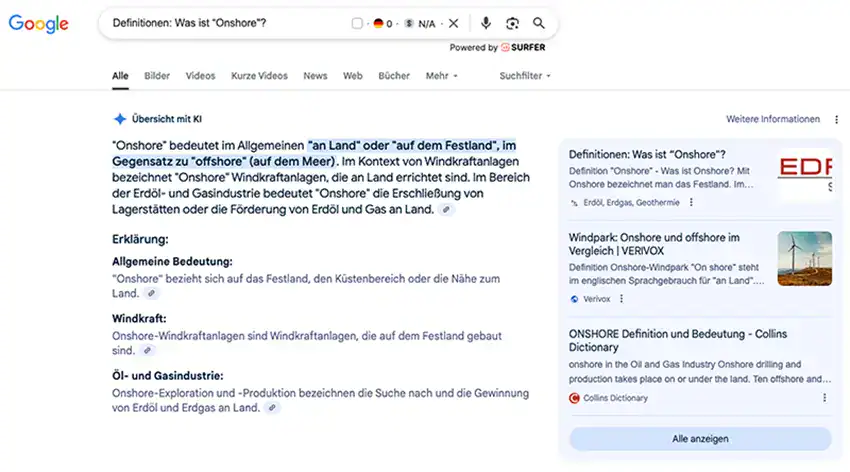Google SGE AI-Zusammenfassung