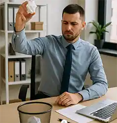 Empfaenger wirft Brief in Papierkorb