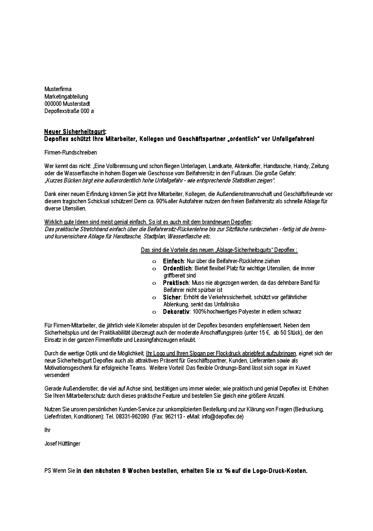 Akquisitionsanschreiben "Automobil-Zubehör"